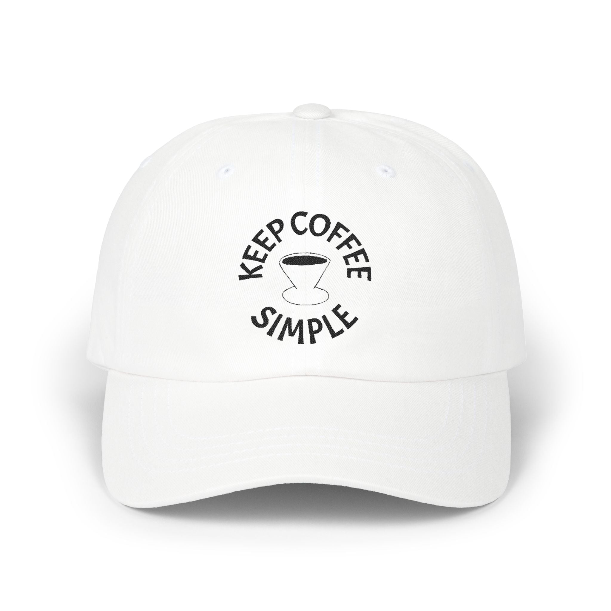 'Keep Coffee Simple' Cap — Emroidered Cotton Baseball Hat - Light Colors
