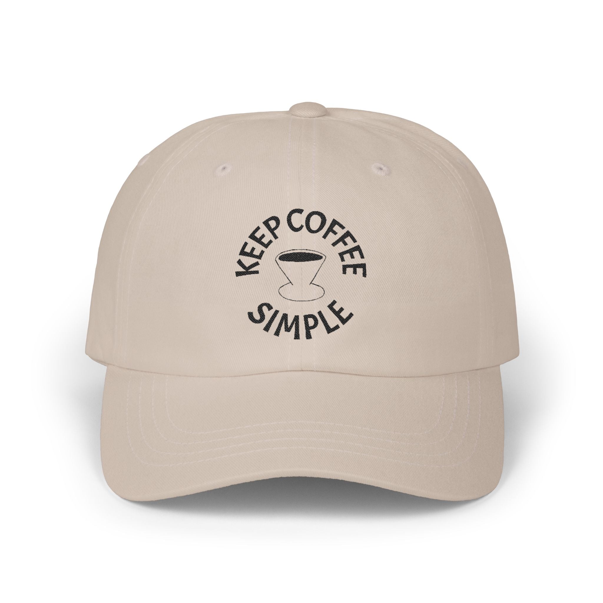'Keep Coffee Simple' Cap — Emroidered Cotton Baseball Hat - Light Colors