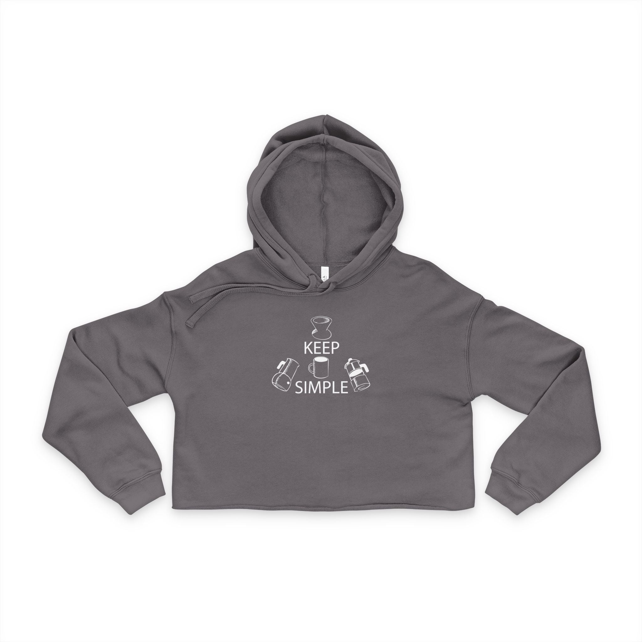 'Bella & Canva' Cropped Hoodie — 'Keep Coffee Simple' Minimalist Graphic